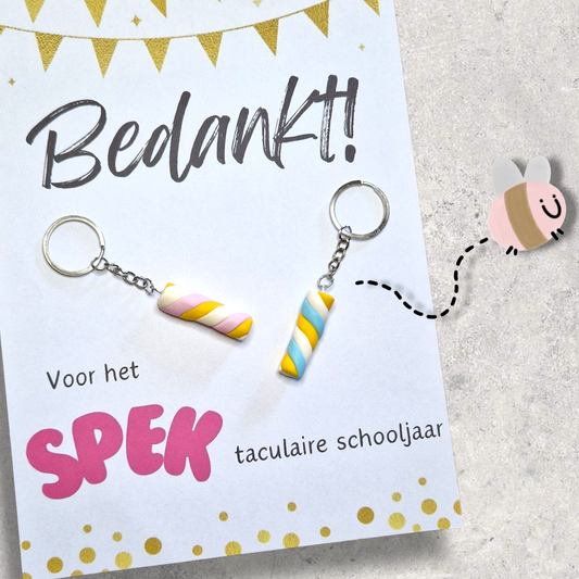 Sleutelhanger spekje juf of meester