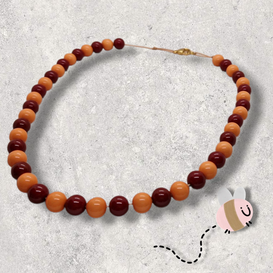 Kralenketting roodbruin abrikoos