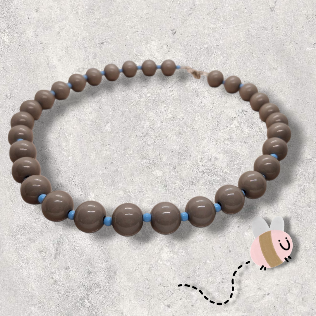 Kralenketting grijs blauw