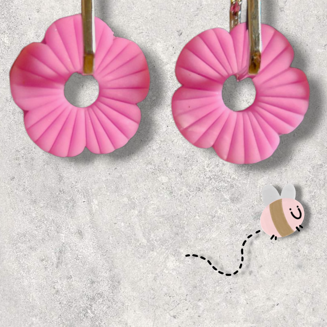 Hoop oorbel L zilver roze